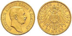 20 Mark Royaume de Saxe (1806 - 1918) Or Frédéric-Auguste III de Saxe (1865-1932)