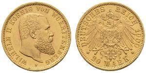 20 Mark Royaume de Wurtemberg (1806-1918) Or Wilhelm II, German Emperor (1859-1941)