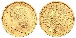 20 Mark Royaume de Wurtemberg (1806-1918) Or Wilhelm II, German Emperor (1859-1941)