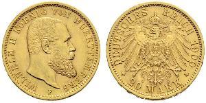 20 Mark Royaume de Wurtemberg (1806-1918) Or Wilhelm II, German Emperor (1859-1941)