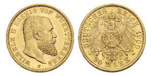 20 Mark Royaume de Wurtemberg (1806-1918) Or Wilhelm II, German Emperor (1859-1941)