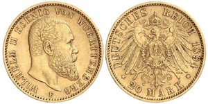 20 Mark Royaume de Wurtemberg (1806-1918) Or Wilhelm II, German Emperor (1859-1941)