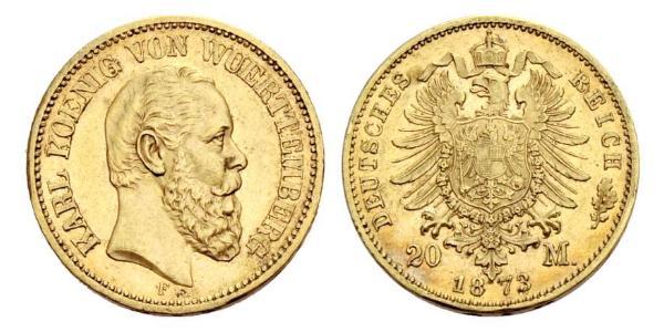 20 Mark Royaume de Wurtemberg (1806-1918) Or 