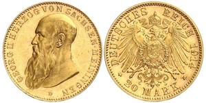 20 Mark States of Germany Or Georges II de Saxe-Meiningen-Hildburghausen