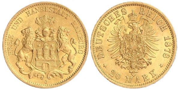 20 Mark Amburgo Oro 