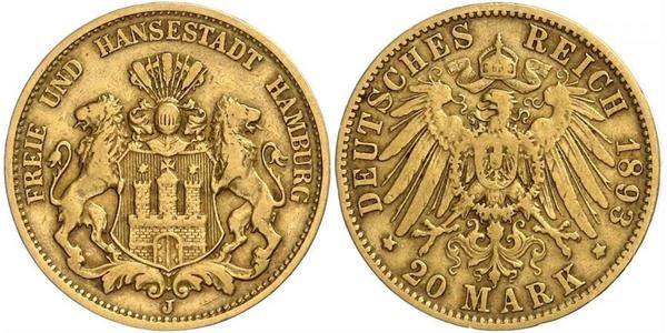 20 Mark Amburgo Oro 