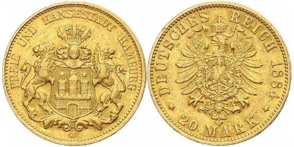 20 Mark Amburgo Oro 