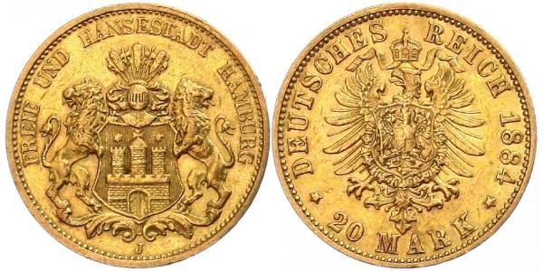 20 Mark Amburgo Oro 