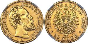 20 Mark Anhalt-Dessau (1603 -1863) Oro Frederick I, Duke of Anhalt (1831-1904)