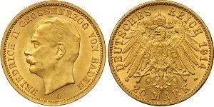 20 Mark Gran Ducado de Baden (1806-1918) Oro Federico II de Baden (1857 - 1928)