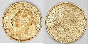 20 Mark Gran Ducado de Baden (1806-1918) Oro Federico II de Baden (1857 - 1928)