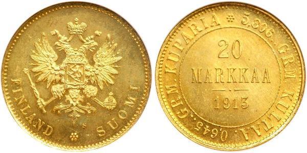 20 Mark Gran Ducado de Finlandia (1809 - 1917) / Imperio ruso (1720-1917) Oro Alejandro III (1845 -1894)