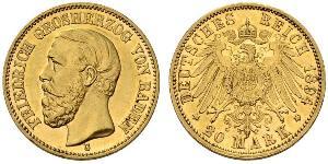 20 Mark Grand Duchy of Baden (1806-1918) Oro Federico I di Baden (1826 - 1907)