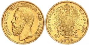 20 Mark Grand Duchy of Baden (1806-1918) Oro Federico I di Baden (1826 - 1907)