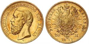 20 Mark Grand Duchy of Baden (1806-1918) Oro Federico I di Baden (1826 - 1907)