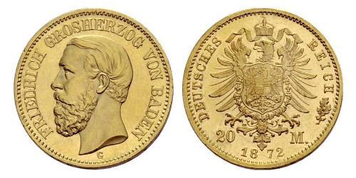 20 Mark Grand Duchy of Baden (1806-1918) Oro Federico I di Baden (1826 - 1907)