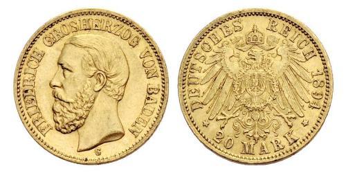 20 Mark Grand Duchy of Baden (1806-1918) Oro Federico I di Baden (1826 - 1907)