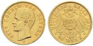 20 Mark Regno di Baviera (1806 - 1918) Oro Ottone di Baviera(1848 – 1916)