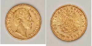 20 Mark Regno di Baviera (1806 - 1918) Oro Ludovico II di Baviera(1845 – 1886)