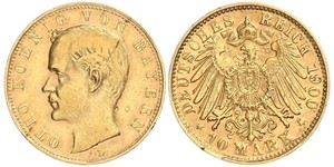 20 Mark Regno di Baviera (1806 - 1918) Oro Ottone di Baviera(1848 – 1916)