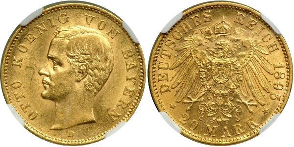 20 Mark Regno di Baviera (1806 - 1918) Oro Ottone di Baviera(1848 – 1916)