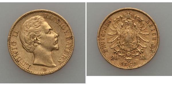 20 Mark Regno di Baviera (1806 - 1918) Oro Ludovico I di Baviera (re)(1786 – 1868)