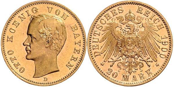 20 Mark Regno di Baviera (1806 - 1918) Oro Ottone di Baviera(1848 – 1916)