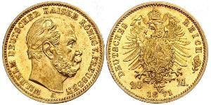 20 Mark Regno di Prussia (1701-1918) Oro Wilhelm I, German Emperor (1797-1888)