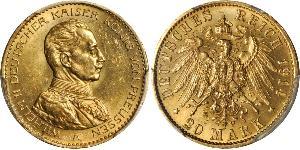 20 Mark Regno di Prussia (1701-1918) Oro Wilhelm II, German Emperor (1859-1941)