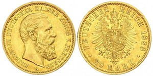 20 Mark Regno di Prussia (1701-1918) Oro Federico III di Germania (1831-1888)