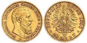 20 Mark Regno di Prussia (1701-1918) Oro Federico III di Germania (1831-1888)