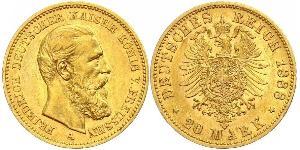 20 Mark Regno di Prussia (1701-1918) Oro Federico III di Germania (1831-1888)