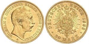 20 Mark Regno di Prussia (1701-1918) Oro Wilhelm II, German Emperor (1859-1941)