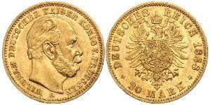 20 Mark Regno di Prussia (1701-1918) Oro Wilhelm I, German Emperor (1797-1888)