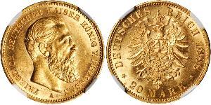 20 Mark Regno di Prussia (1701-1918) Oro Federico III di Germania (1831-1888)