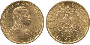 20 Mark Regno di Prussia (1701-1918) Oro Wilhelm II, German Emperor (1859-1941)