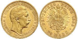 20 Mark Regno di Prussia (1701-1918) Oro Wilhelm II, German Emperor (1859-1941)