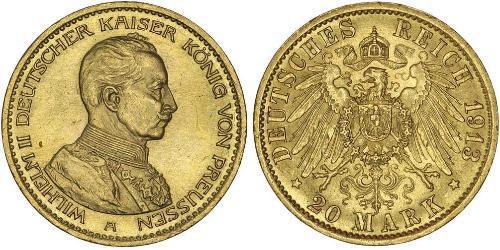 20 Mark Regno di Prussia (1701-1918) Oro Wilhelm II, German Emperor (1859-1941)