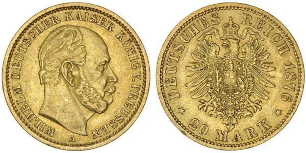 20 Mark Regno di Prussia (1701-1918) Oro Wilhelm I, German Emperor (1797-1888)
