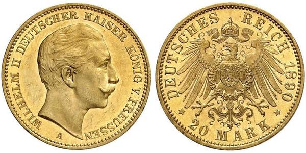 20 Mark Regno di Prussia (1701-1918) Oro Wilhelm II, German Emperor (1859-1941)