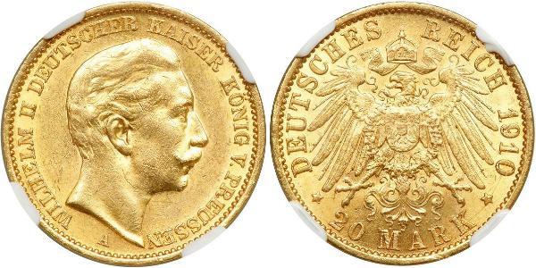 20 Mark Regno di Prussia (1701-1918) Oro Wilhelm II, German Emperor (1859-1941)
