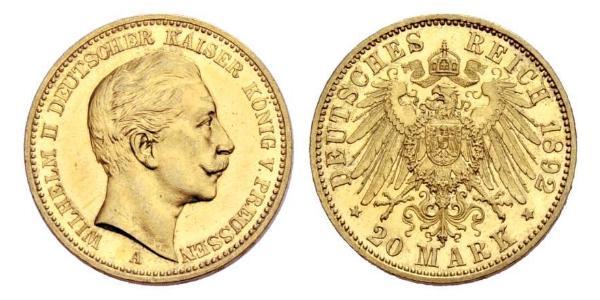 20 Mark Regno di Prussia (1701-1918) Oro Wilhelm II, German Emperor (1859-1941)