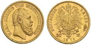 20 Mark Regno di Württemberg (1806-1918) Oro 