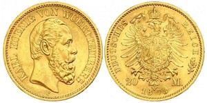 20 Mark Regno di Württemberg (1806-1918) Oro 