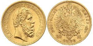 20 Mark Regno di Württemberg (1806-1918) Oro 