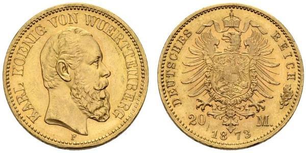 20 Mark Regno di Württemberg (1806-1918) Oro 