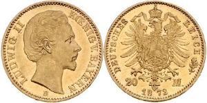 20 Mark Reino de Baviera (1806 - 1918) Oro Luis I de Baviera(1786 – 1868)