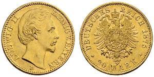 20 Mark Reino de Baviera (1806 - 1918) Oro Luis II de Baviera(1845 – 1886)