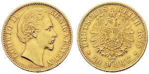 20 Mark Reino de Baviera (1806 - 1918) Oro Luis II de Baviera(1845 – 1886)