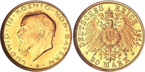 20 Mark Reino de Baviera (1806 - 1918) Oro 